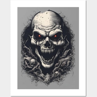 Sinister Dominion Evil Skull Red Eyes Dark Art Posters and Art